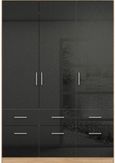 Rauch Celle 136cm 3 Door Black and Oak Wardrobe