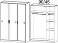 Rauch Celle 136cm 3 Door Black and Oak Wardrobe