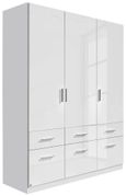 Rauch Celle 136cm White Gloss 3 Door Wardrobe with Drawers