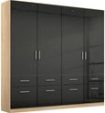 Rauch Celle 181cm 4 Door Black and Oak Wardrobe