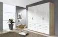 Rauch Celle 181cm Sonoma Oak and White Gloss 4 Door Wardrobe with Drawers
