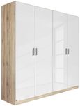 Rauch Celle 181cm Sonoma Oak and White Gloss 4 Door Wardrobe