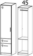 Rauch Celle 47cm Sonoma Oak and White Gloss Wardrobe with Drawers - LH Door