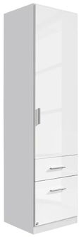 Rauch Celle 47cm White Gloss Wardrobe with Drawers - RH Door