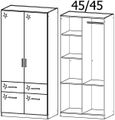 Rauch Celle 91cm White Gloss 2 Door Wardrobe with Drawers