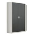 Rauch Celle Matt 117cm 2 Door Corner Wardrobe - Alpine White and Metallic Dark Grey
