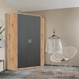 Rauch Celle Matt 117cm 2 Door Corner Wardrobe - Artisan Oak and Metallic Dark Grey