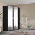 Rauch Celle Matt 117cm 2 Door Corner Wardrobe with Mirror - Metallic Dark Grey