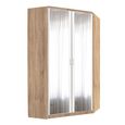 Rauch Celle Matt 117cm 2 Door Corner Wardrobe with Mirror - Sonoma Oak and Alpine White