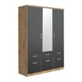 Celle Wardrobe - 136cm - 3 Door - Combi - Artisan Oak & Metallic Dark Grey