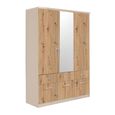 Celle Wardrobe - 136cm - 3 Door - Combi - Champagne & Artisan Oak