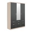Celle Wardrobe - 136cm - 3 Door - Combi - Champagne & Metallic Dark Grey