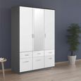 Celle Wardrobe - 136cm - 3 Door - Combi - Metallic Dark Grey & Alpine White