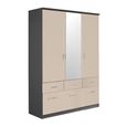 Celle Wardrobe - 136cm - 3 Door - Combi - Metallic Dark Grey & Champagne