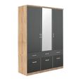 Celle Wardrobe - 136cm - 3 Door - Combi - Sonoma Oak & Metallic Dark Grey