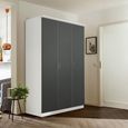 Celle Wardrobe - 136cm - 3 Door - Alpine White & Metallic Dark Grey