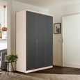 Celle Wardrobe - 136cm - 3 Door - Champagne & Metallic Dark Grey
