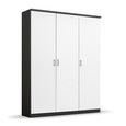 Celle Wardrobe - 136cm - 3 Door - Metallic Dark Grey & Alpine White