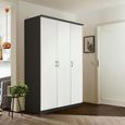 Celle Wardrobe - 136cm - 3 Door - Metallic Dark Grey & Alpine White
