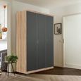 Celle Wardrobe - 136cm - 3 Door - Sonoma Oak & Metallic Dark Grey