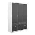 Celle Wardrobe - 136cm - 3 Door - 6 Drawer - Alpine White & Metallic Dark Grey