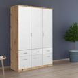 Celle Wardrobe - 136cm - 3 Door - 6 Drawer - Artisan Oak & Alpine White
