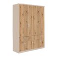 Celle Wardrobe - 136cm - 3 Door - 6 Drawer - Champagne & Artisan Oak