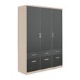 Celle Wardrobe - 136cm - 3 Door - 6 Drawer - Champagne & Metallic Dark Grey