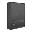 Celle Wardrobe - 136cm - 3 Door - 6 Drawer - Metallic Dark Grey