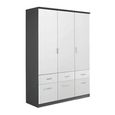 Celle Wardrobe - 136cm - 3 Door - 6 Drawer - Metallic Dark Grey & Alpine White