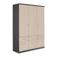 Celle Wardrobe - 136cm - 3 Door - 6 Drawer - Metallic Dark Grey & Champagne