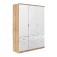 Celle Wardrobe - 136cm - 3 Door - 6 Drawer - Sonoma Oak & Alpine White