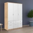 Celle Wardrobe - 136cm - 3 Door - 6 Drawer - Sonoma Oak & Alpine White