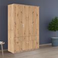Celle Wardrobe - 136cm - 3 Door - 6 Drawer - Sonoma Oak & Artisan Oak