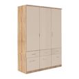 Celle Wardrobe - 136cm - 3 Door - 6 Drawer - Sonoma Oak & Champagne