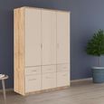 Celle Wardrobe - 136cm - 3 Door - 6 Drawer - Sonoma Oak & Champagne