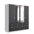 Celle Wardrobe - 181cm - 4 Door - Combi - Alpine White & Metallic Dark Grey