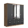 Celle Wardrobe - 181cm - 4 Door - Combi - Artisan Oak & Metallic Dark Grey