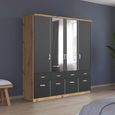 Celle Wardrobe - 181cm - 4 Door - Combi - Artisan Oak & Metallic Dark Grey