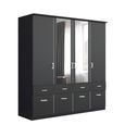 Celle Wardrobe - 181cm - 4 Door - Combi - Metallic Dark Grey