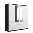 Celle Wardrobe - 181cm - 4 Door - Combi - Metallic Dark Grey & Alpine White