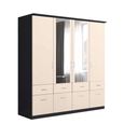 Celle Wardrobe - 181cm - 4 Door - Combi - Metallic Dark Grey & Champagne