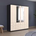 Celle Wardrobe - 181cm - 4 Door - Combi - Metallic Dark Grey & Champagne