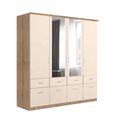 Celle Wardrobe - 181cm - 4 Door - Combi - Sonoma Oak & Champagne