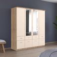 Celle Wardrobe - 181cm - 4 Door - Combi - Sonoma Oak & Champagne