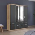 Celle Wardrobe - 181cm - 4 Door - Combi - Sonoma Oak & Metallic Dark Grey