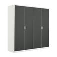Celle Wardrobe - 181cm - 4 Door - Alpine White & Metallic Dark Grey
