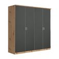 Celle Wardrobe - 181cm - 4 Door - Artisan Oak & Metallic Dark Grey