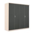 Celle Wardrobe - 181cm - 4 Door - Champagne & Metallic Dark Grey