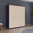 Celle Wardrobe - 181cm - 4 Door - Metallic Dark Grey & Champagne